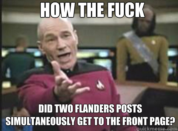 How the fuck did two flanders posts simultaneously get to the front page?  What the Fuck