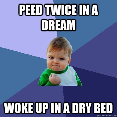 Peed twice in a dream woke up in a dry bed - Peed twice in a dream woke up in a dry bed  Success Kid