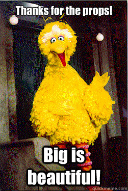 Thanks for the props! Big is beautiful!  too Big Bird