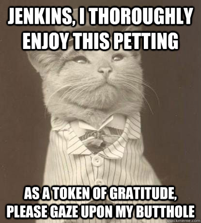 Jenkins, I thoroughly enjoy this petting as a token of gratitude, please gaze upon my butthole  Aristocat