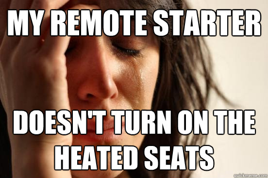 my remote starter doesn't turn on the heated seats  First World Problems