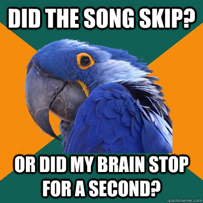 did the song skip? or did my brain stop for a second?  Paranoid Parrot