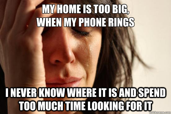 My home is too big, 
when my phone rings I never know where it is and spend too much time looking for it  First World Problems