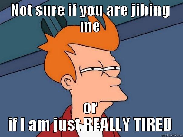 NOT SURE IF YOU ARE JIBING ME OR IF I AM JUST REALLY TIRED Futurama Fry