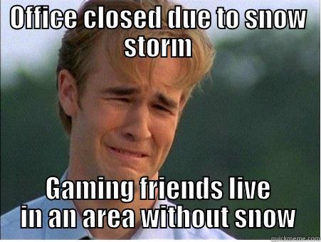 OFFICE CLOSED DUE TO SNOW STORM GAMING FRIENDS LIVE IN AN AREA WITHOUT SNOW 1990s Problems