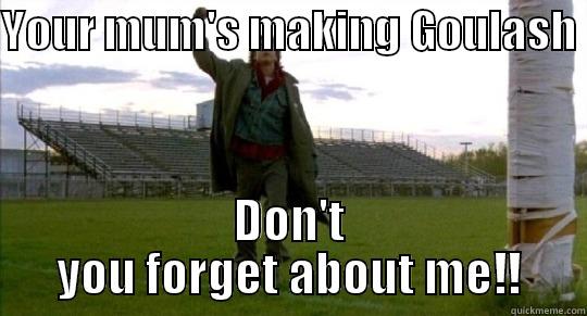 YOUR MUM'S MAKING GOULASH  DON'T YOU FORGET ABOUT ME!! Misc