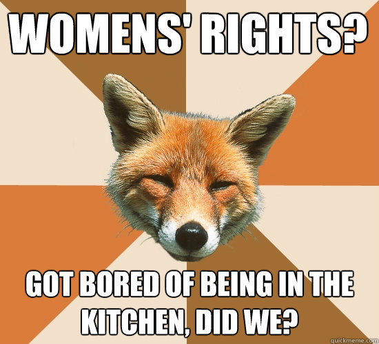 womens' rights? got bored of being in the kitchen, did we?  Condescending Fox