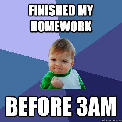finished my homework before 3am  Success Kid