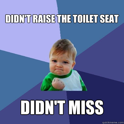 Didn't raise the toilet seat didn't miss  Success Kid