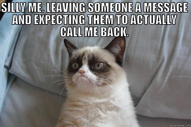 SILLY ME. LEAVING SOMEONE A MESSAGE AND EXPECTING THEM TO ACTUALLY CALL ME BACK.  Grumpy Cat