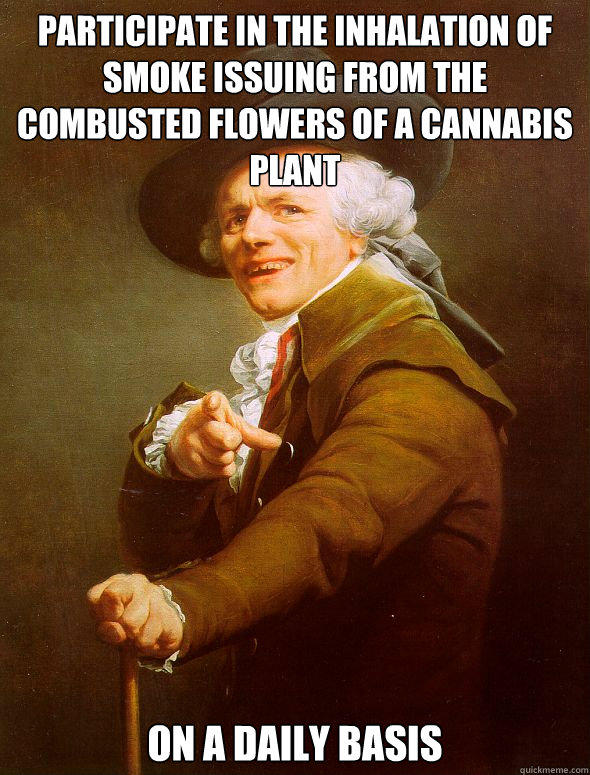 Participate in the inhalation of smoke issuing from the combusted flowers of a cannabis plant On a daily basis  Joseph Ducreux