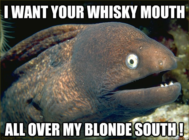 i want your whisky mouth all over my blonde south !  Bad Joke Eel