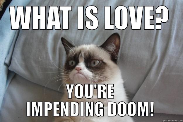 WHAT IS LOVE? YOU'RE IMPENDING DOOM! Grumpy Cat
