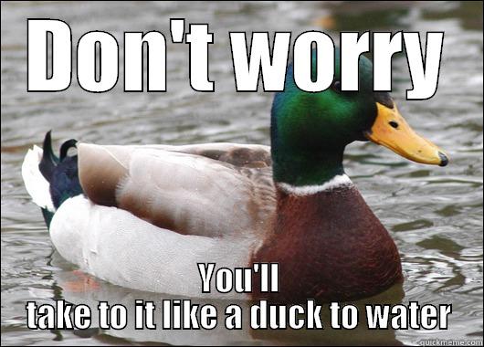 DON'T WORRY YOU'LL TAKE TO IT LIKE A DUCK TO WATER Actual Advice Mallard