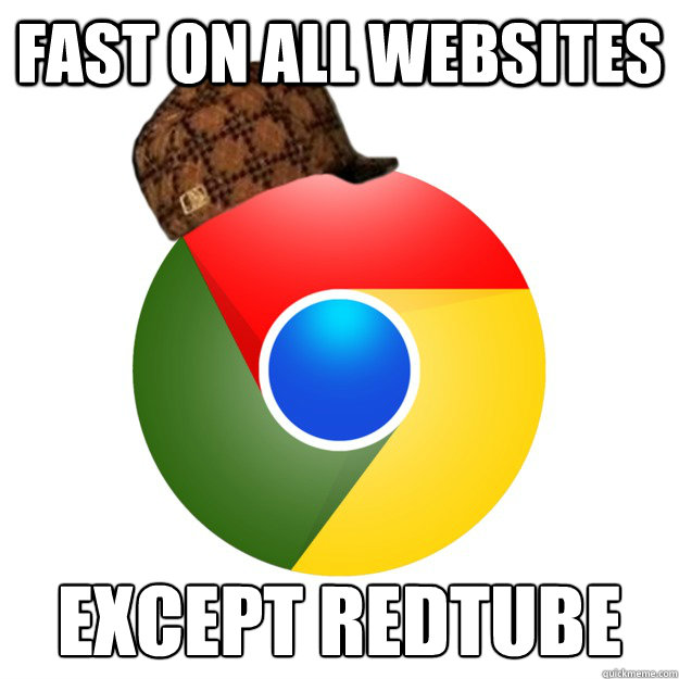 Fast on all websites Except RedTube Caption 3 goes here  Scumbag Google Chrome