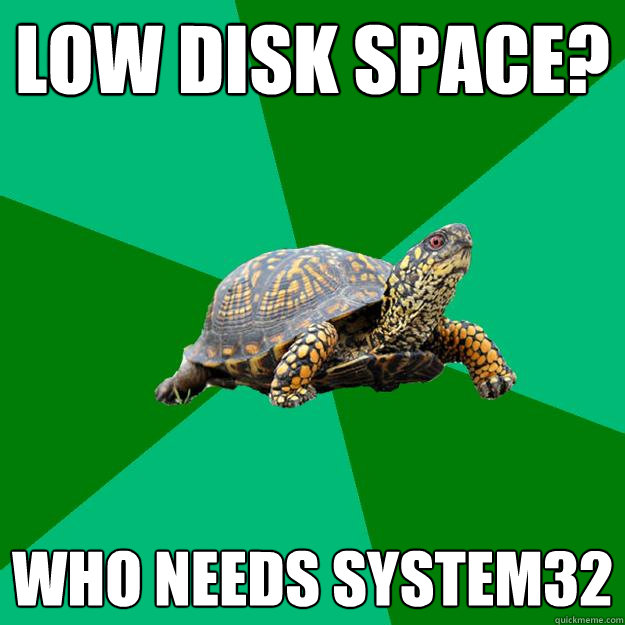 low disk space? Who needs system32 - low disk space? Who needs system32  Torrenting Turtle