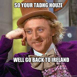 So your Tadhg Houze Well go back to ireland  - So your Tadhg Houze Well go back to ireland   Condescending Wonka