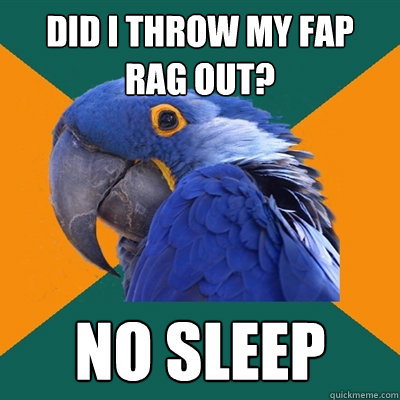 DID I THROW MY FAP RAG OUT? NO SLEEP  Paranoid Parrot