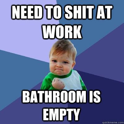 need to shit at work bathroom is empty  Success Kid