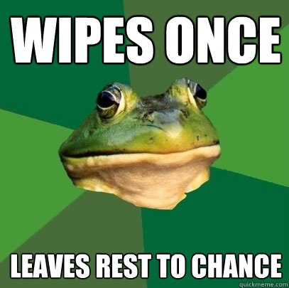 Wipes once leaves rest to chance  Foul Bachelor Frog