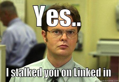 YES.. I STALKED YOU ON LINKED IN Schrute