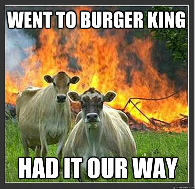 Went to Burger King Had it our way  Evil cows