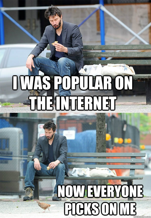 i was popular on the internet now everyone picks on me  Sad Keanu