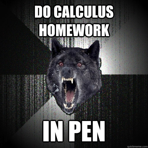 Do calculus homework in pen  Insanity Wolf