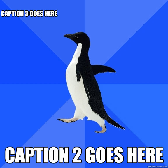  Caption 2 goes here Caption 3 goes here  Socially Awkward Penguin