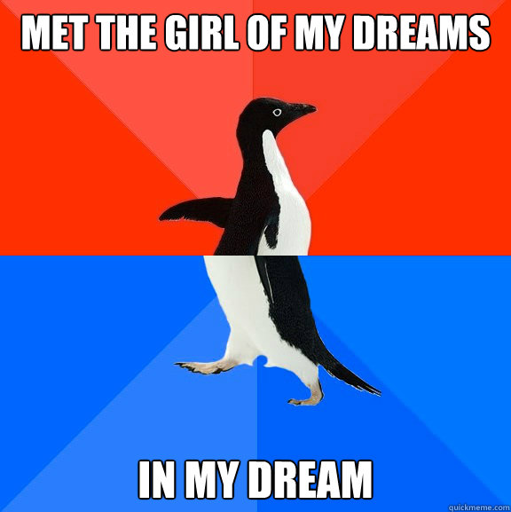 met the girl of my dreams in my dream  socially awkward penguin socially awesome penguin