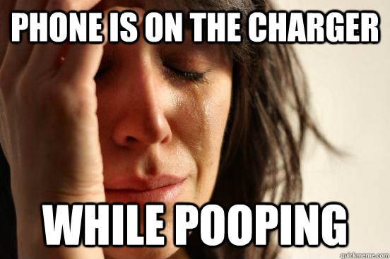 Phone is on the charger while pooping  First World Problems