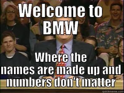 welcome to BMW - WELCOME TO BMW WHERE THE NAMES ARE MADE UP AND NUMBERS DON'T MATTER Its time to play drew carey