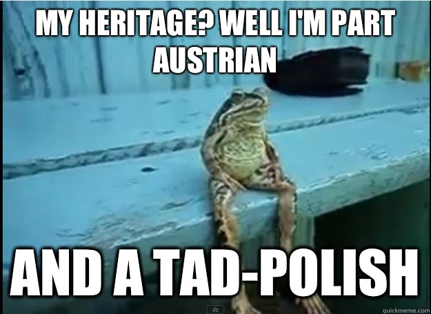 My heritage? Well I'm part Austrian And a tad-polish - My heritage? Well I'm part Austrian And a tad-polish  Misc