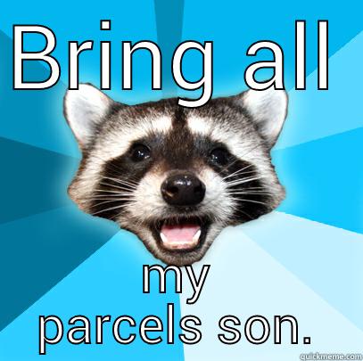 BRING ALL MY PARCELS SON. Lame Pun Coon
