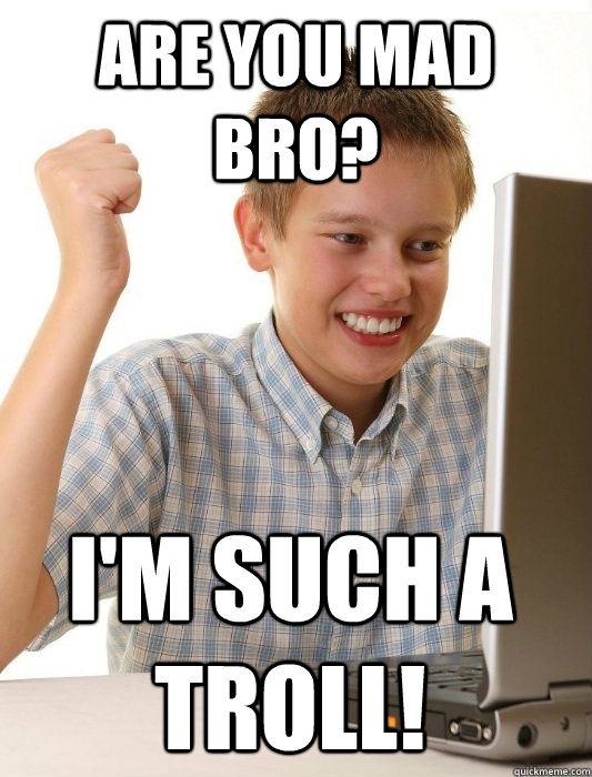 Are you mad bro? I'm such a troll!  First Day on the Internet Kid
