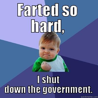 FARTED SO HARD, I SHUT DOWN THE GOVERNMENT. Success Kid