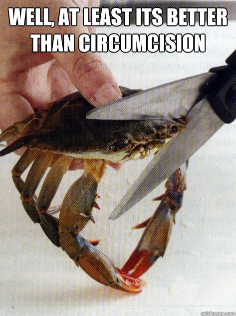 Well, at least its better than circumcision   Optimistic Crab