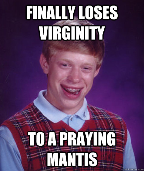 Finally loses virginity to a praying mantis  Bad Luck Brian