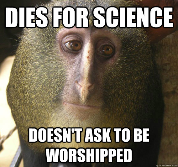Dies for science Doesn't ask to be worshipped - Dies for science Doesn't ask to be worshipped  Good Guy Monkey
