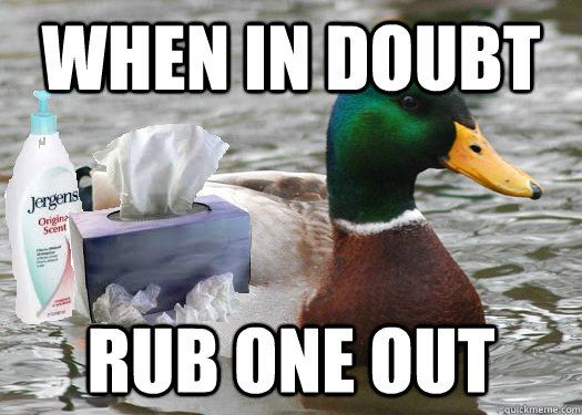 when in doubt rub one out - when in doubt rub one out  Masturbation Mallard