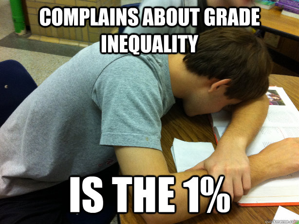 Complains about grade inequality IS THE 1%  Self-pity Justin
