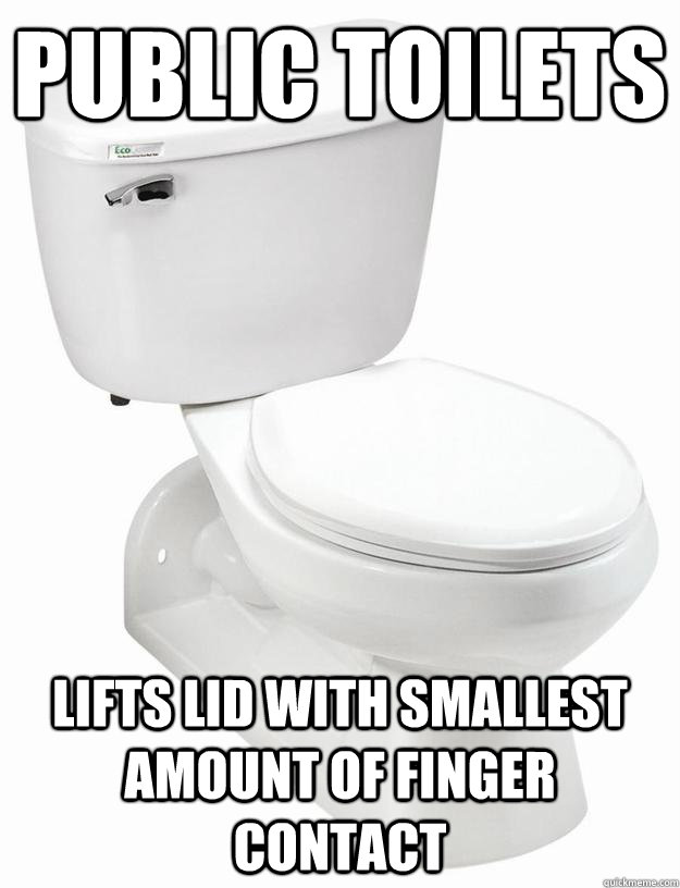 Public Toilets Lifts lid with smallest amount of finger contact Misc