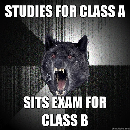 studies for class A sits exam for       CLASS B  Insanity Wolf