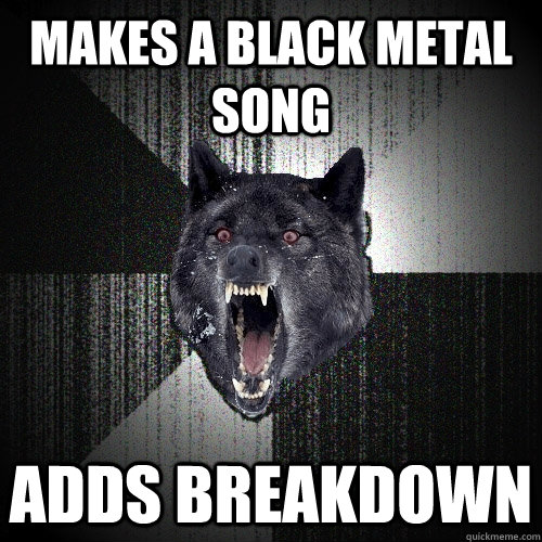 Makes a black metal song adds breakdown  Insanity Wolf
