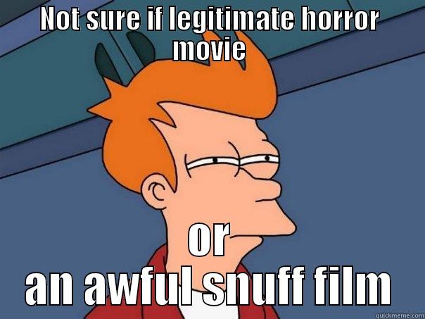 Horror movie meme - NOT SURE IF LEGITIMATE HORROR MOVIE OR AN AWFUL SNUFF FILM Futurama Fry