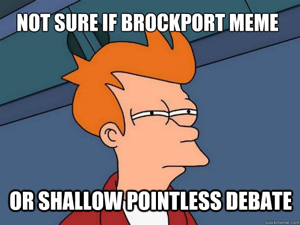 Not sure if Brockport meme Or shallow pointless debate  Futurama Fry