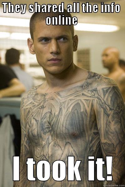 THEY SHARED ALL THE INFO ONLINE  I TOOK IT! Misc