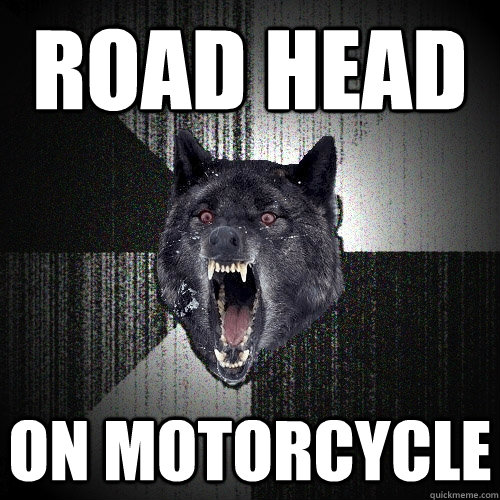 road head on motorcycle  Insanity Wolf