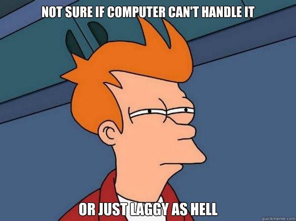 Not sure if computer can't handle it Or just laggy as hell  Not sure Fry