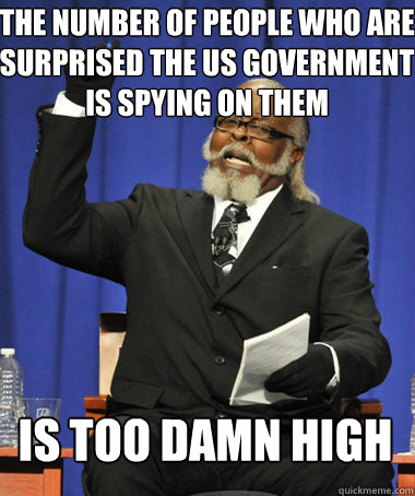 THE NUMBER OF people WHO ARE SURPRISED THE US GOVERNMENT IS SPYING ON THEM Is too damn high - THE NUMBER OF people WHO ARE SURPRISED THE US GOVERNMENT IS SPYING ON THEM Is too damn high  The Rent Is Too Damn High